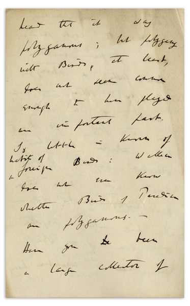 Charles Darwin 8pp. Autograph Letter Signed With Evolution Related Content -- ''...I was particularly glad to hear you and your brother's statement about the 'gay' deceiver-pigeons...''